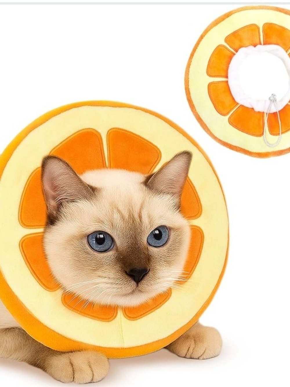 Orange Plush Soft Cat Recovery Cat Cone - Cute Citrus Design